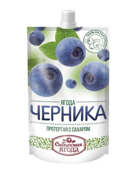 Изображение товара Протертая черника на сахаре Сибирская ягода дой-пак 280гр Протертая черника на сахаре Сибирская ягода дой-пак 280гр фотография
